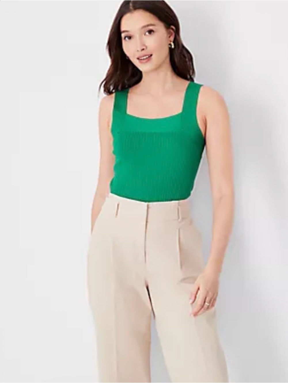 ann taylor ribbed square neck sweater shell